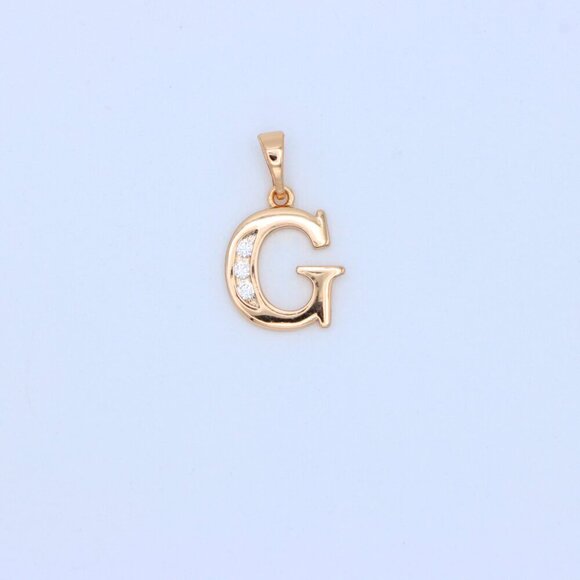 "Rose Gold Letter G Pendant with Crystals – 18K Gold Plated Charm, XPPT1356 - Picture 11 of 13
